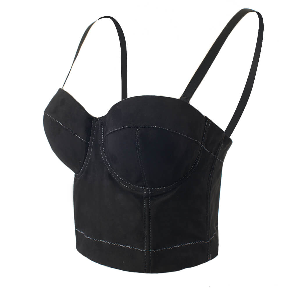 Women's Faux Suede Leather Corset Bustier Crop Top Vest Free Shipping ...
