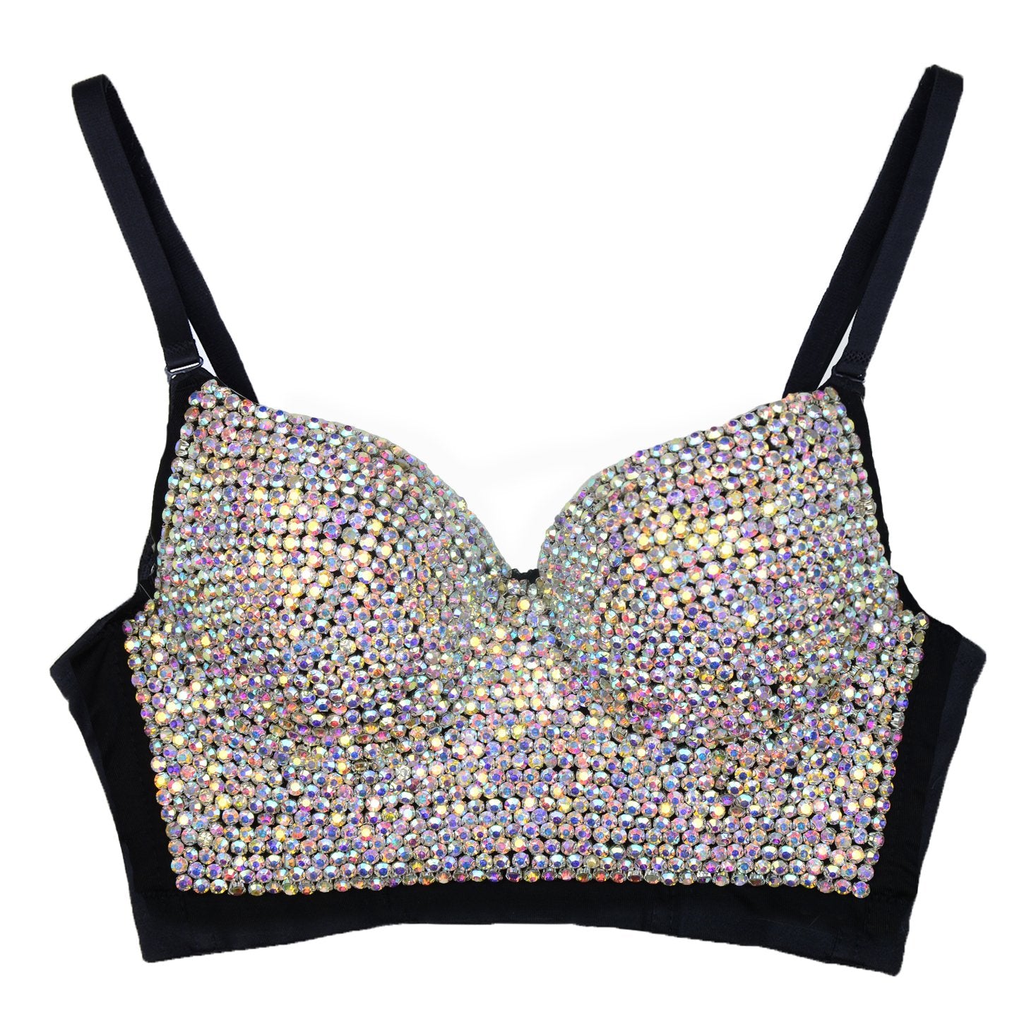 Women's Rhinestone Colored Diamond Luxury Bustier Crop Top Sexy Punk C ...