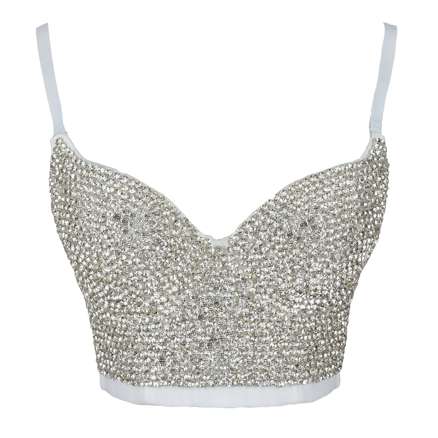 Womens Rhinestone Diamond Sexy Bustier Crop Top Fancymake Fancymake 