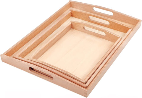 Shallow wooden tray