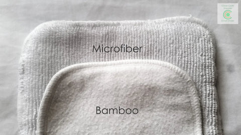 A bamboo viscose insert superimposed on a microfibre insert.