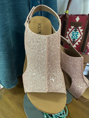 Carley - Pink Glitter - Wildly Divine Boutique - Pink Wedge