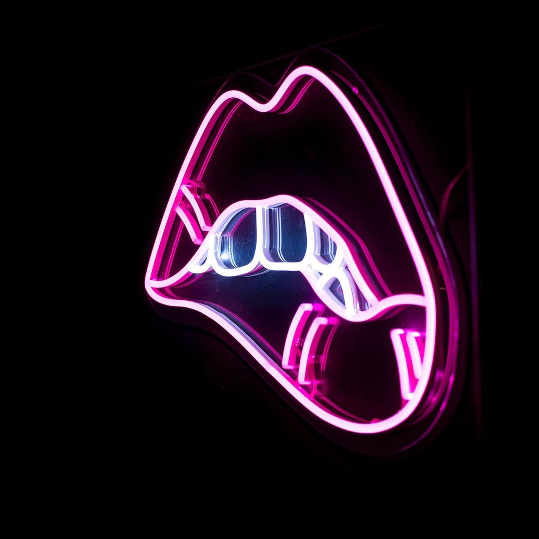 Biting Lip Neon Sign | Sketch & Etch AU