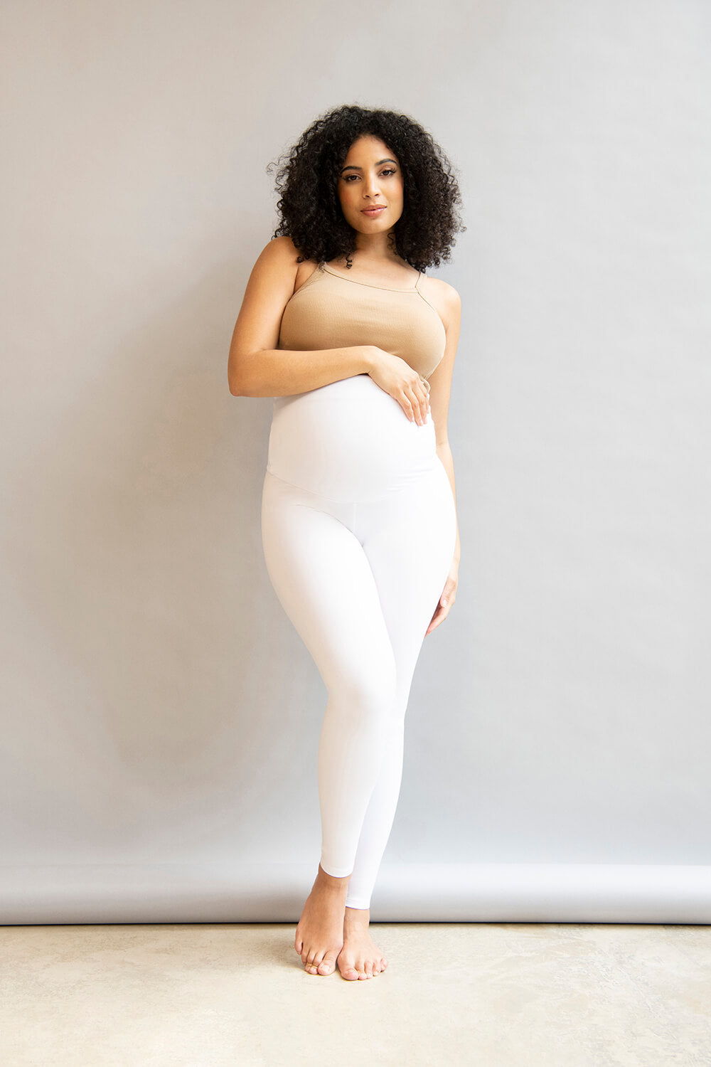 White Lightweight Classic Full Length Maternity Leggings