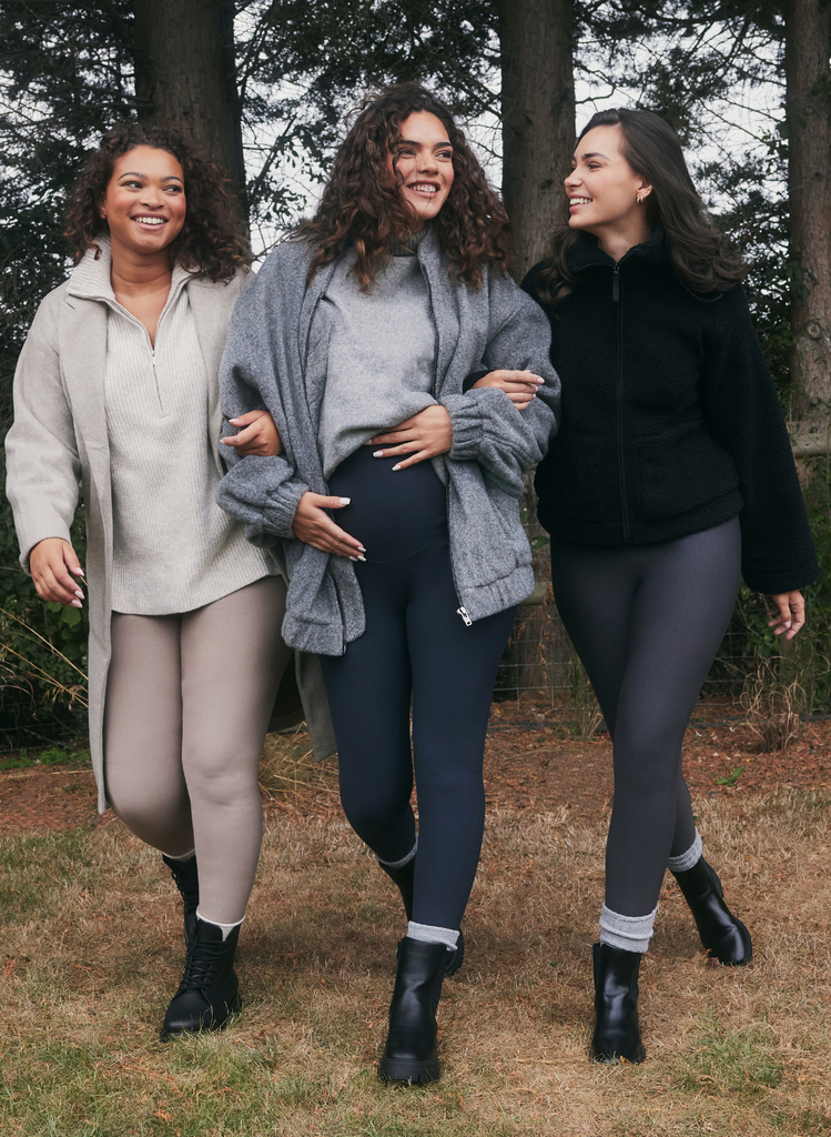 Three women walk outdoors in the Everyday Winter Leggings.