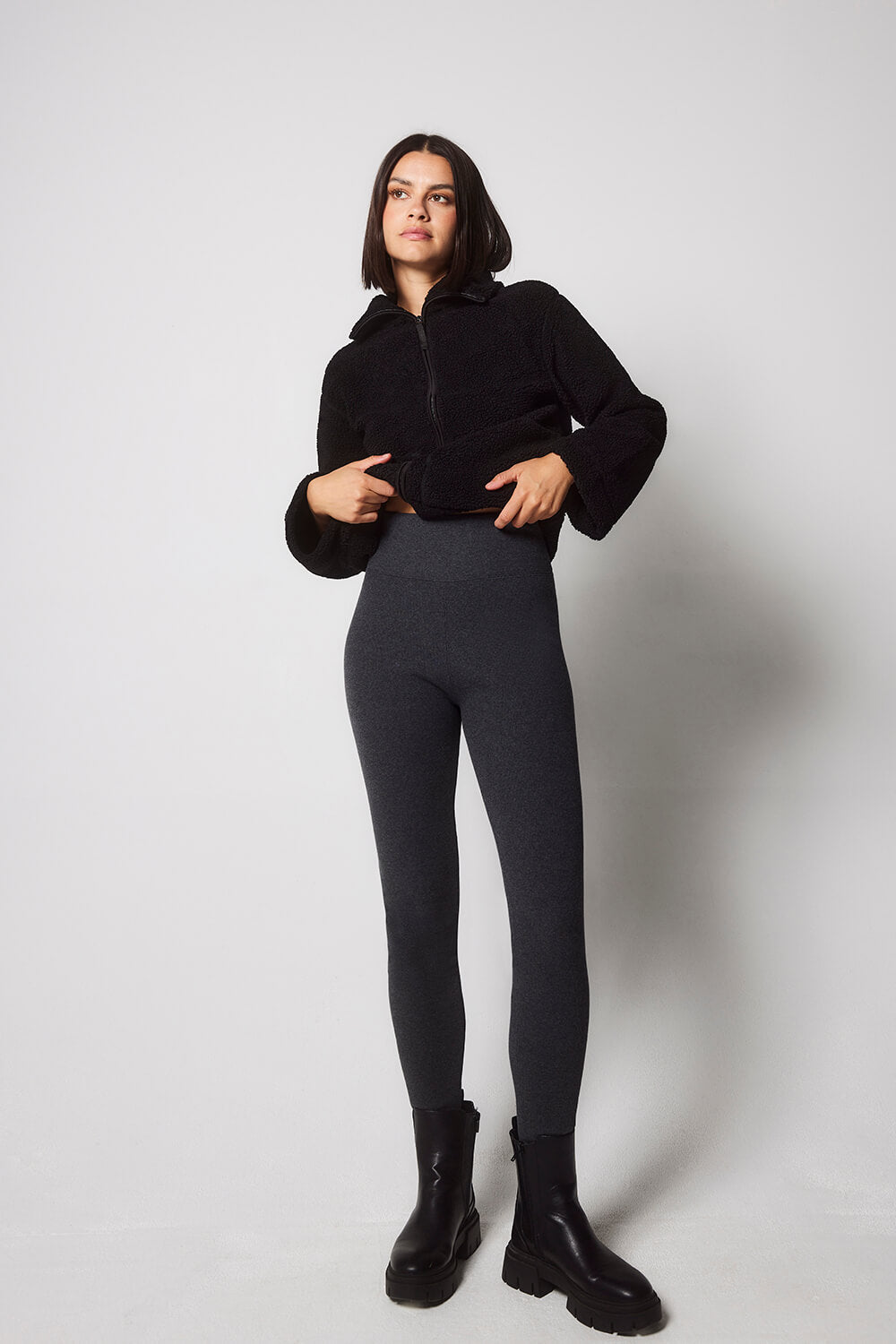 Dark Grey Marl Extreme Fleece Lined Leggings