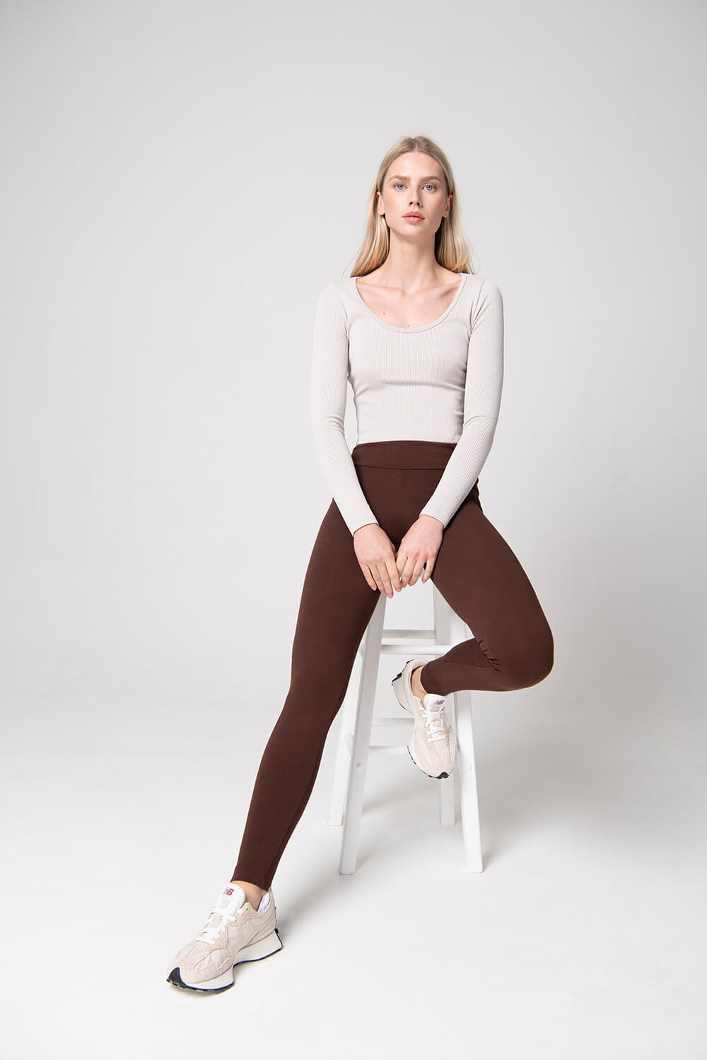 Hilarie High Rise Fleece Lined Leggings- MOCHA-FINAL SALE - Timber