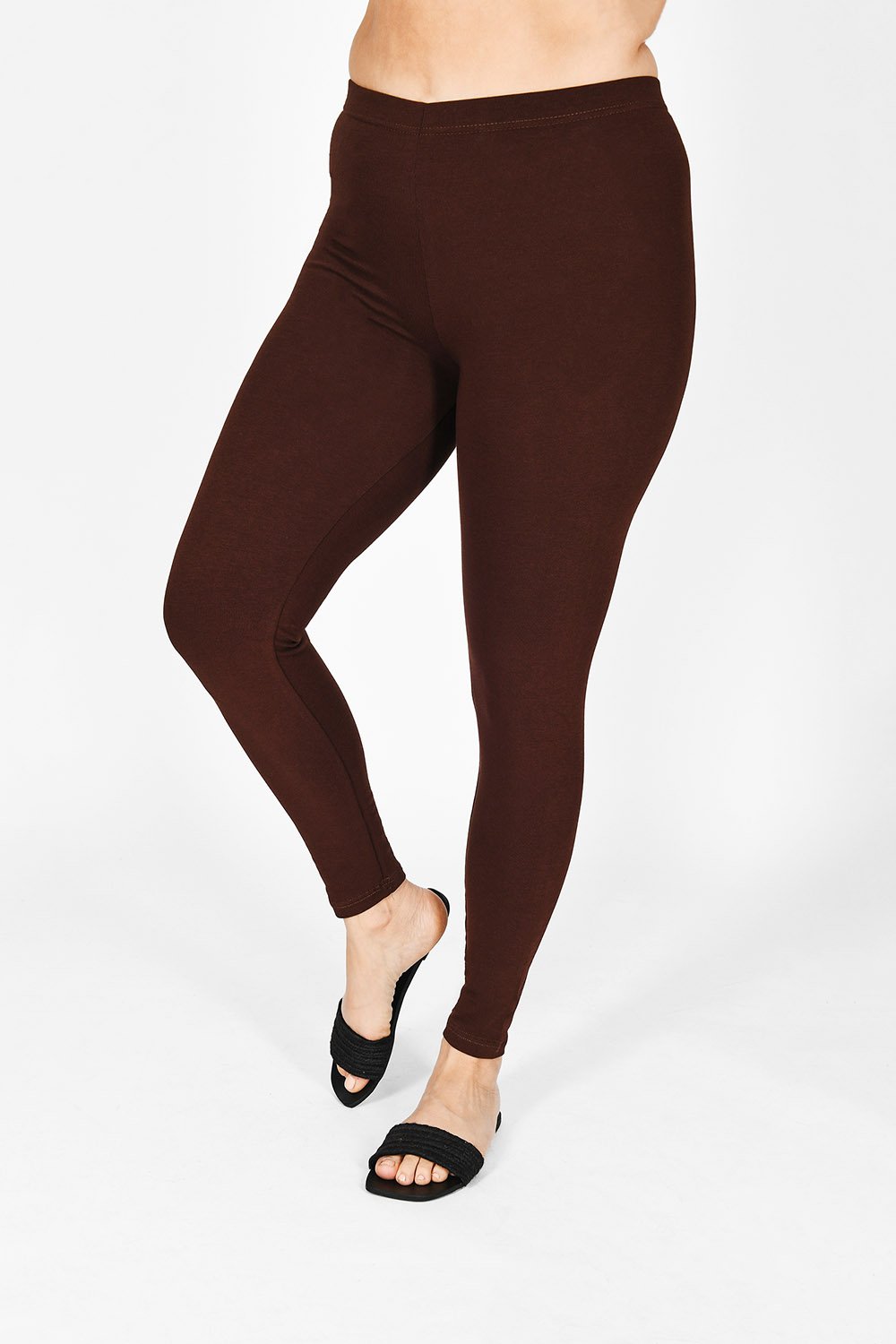 Lola May Plus high waisted leggings in chocolate brown