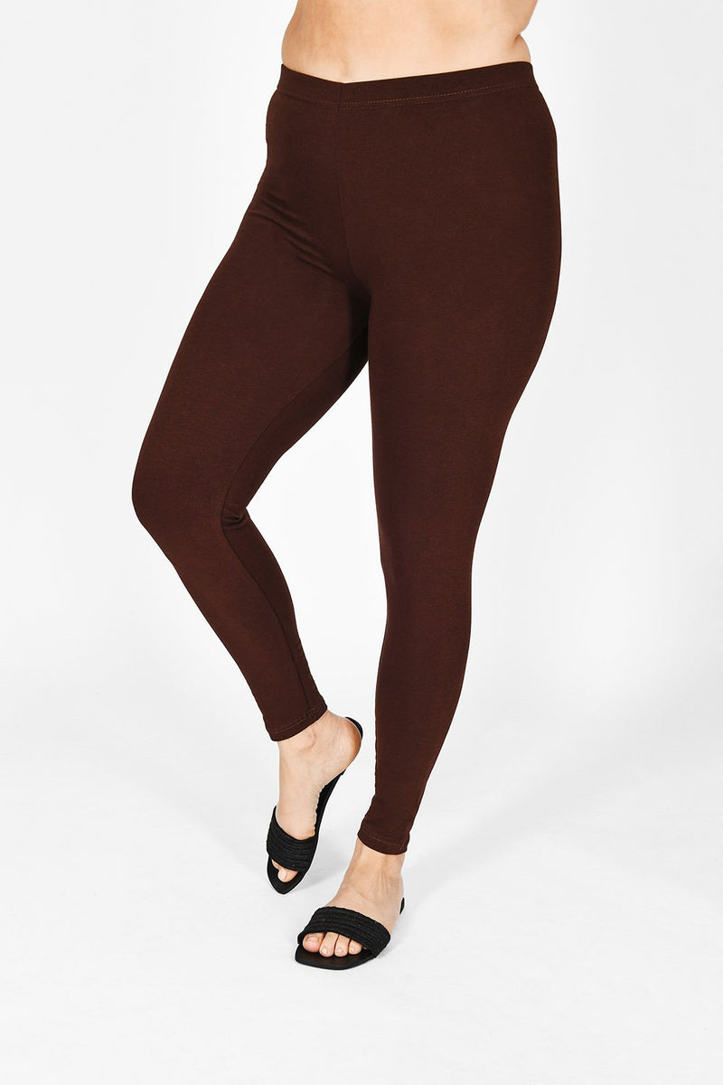 Forever 21 Women's Faux Leather Stirrup Leggings in Chocolate, XS