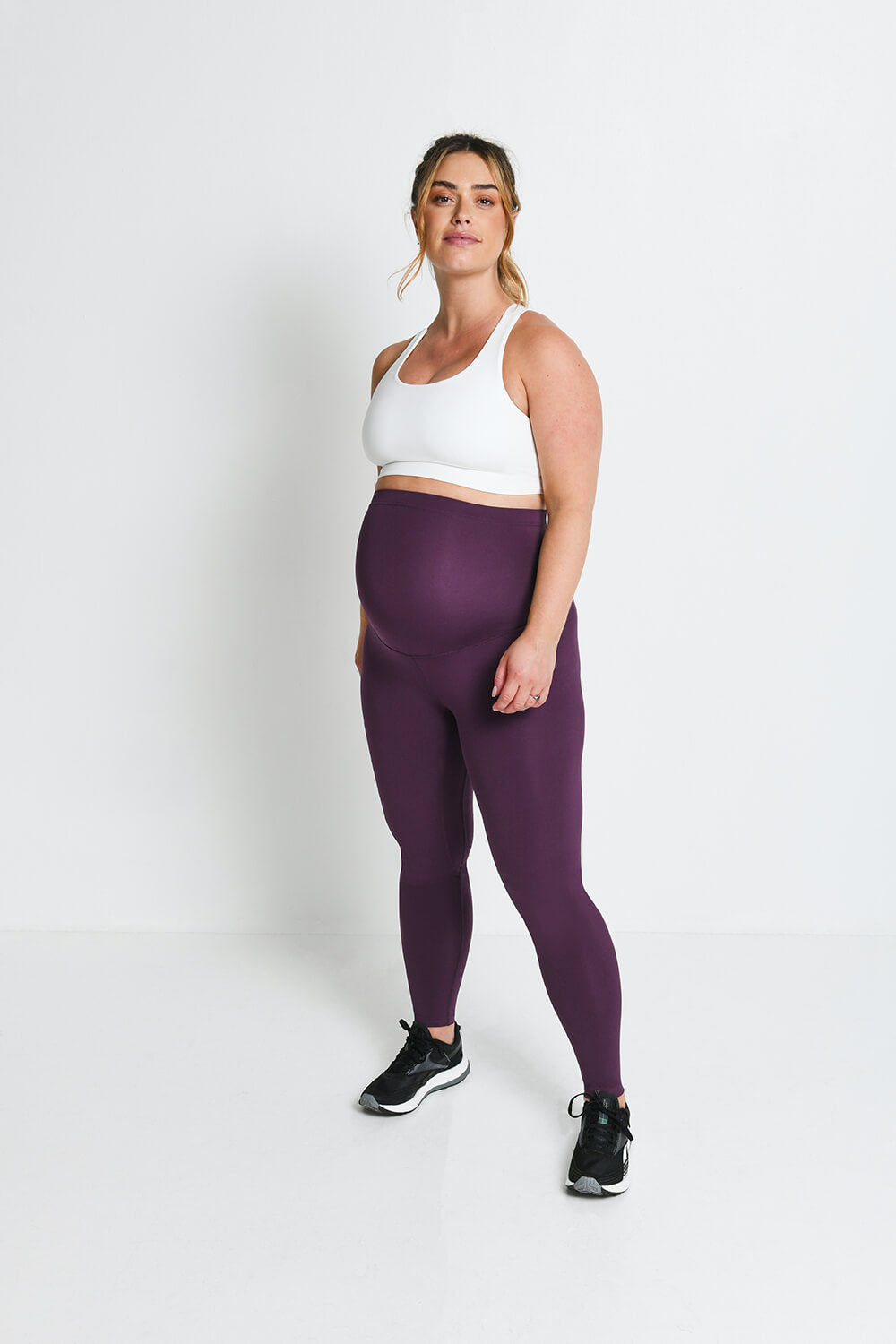 Focus Full Length Mulberry Plum Maternity Sports Leggings