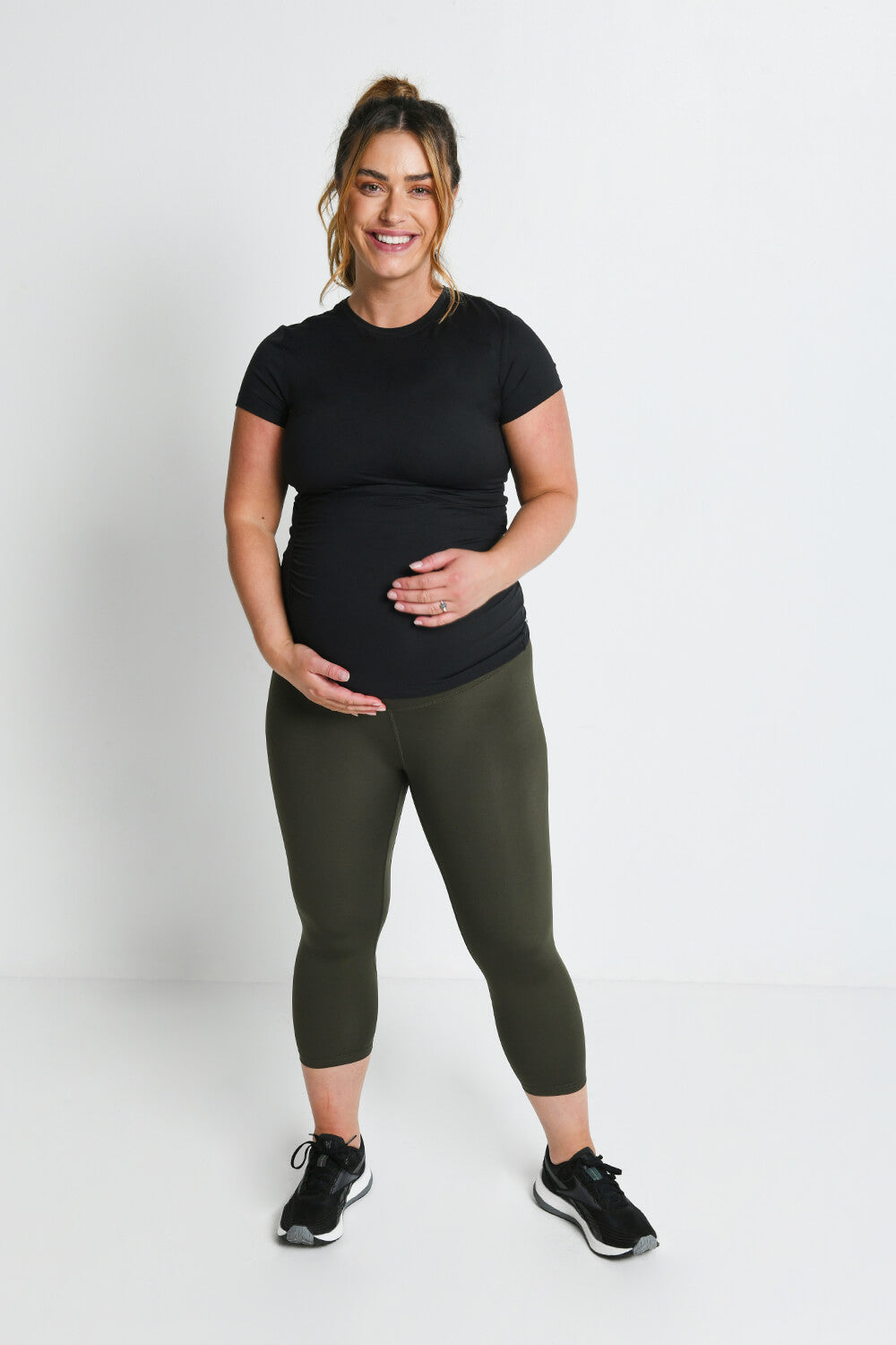 Focus Cropped Olive Green Maternity Sports Leggings