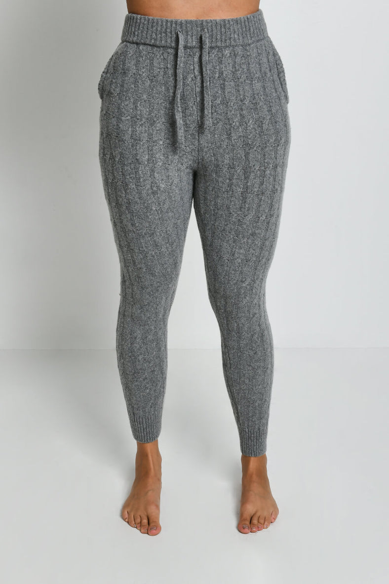 LOVALL Grey Cable Knit Joggers Love Leggings