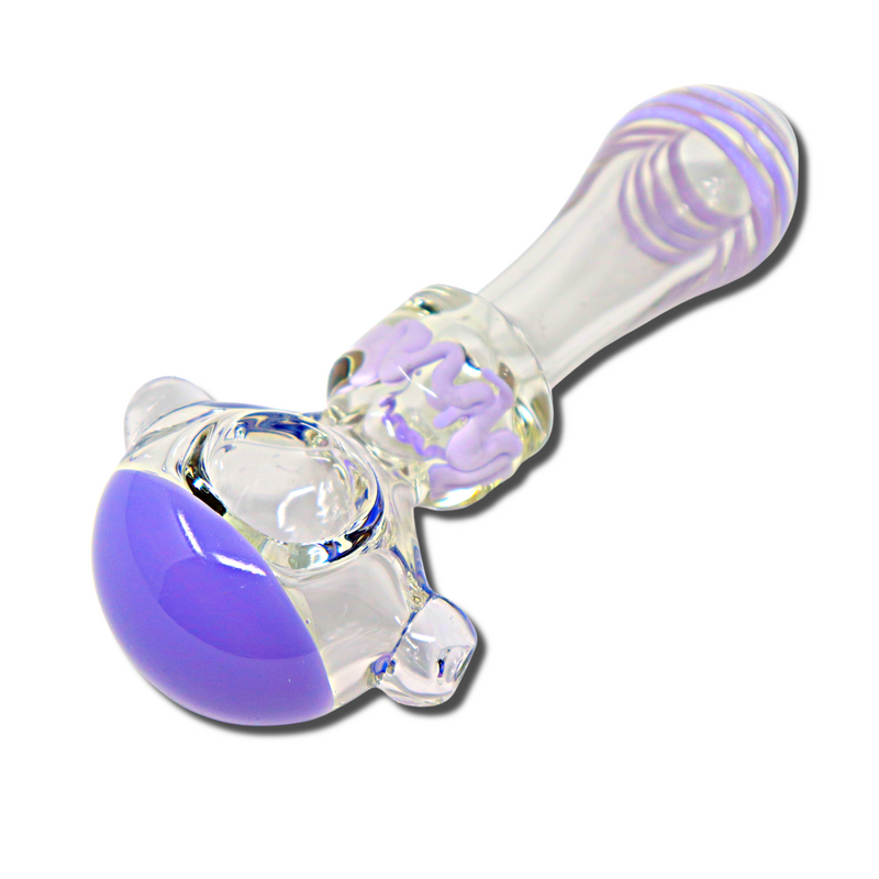 Light Gray Milky Purple Clear Wand Glass Pipe - 5"