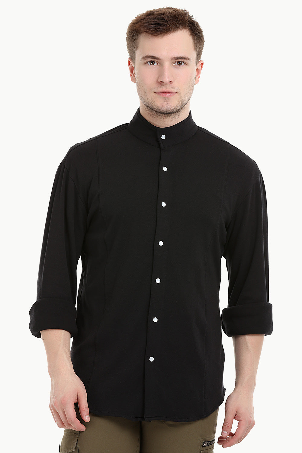 Mens Black Snap Button Knit Shirt Zobello