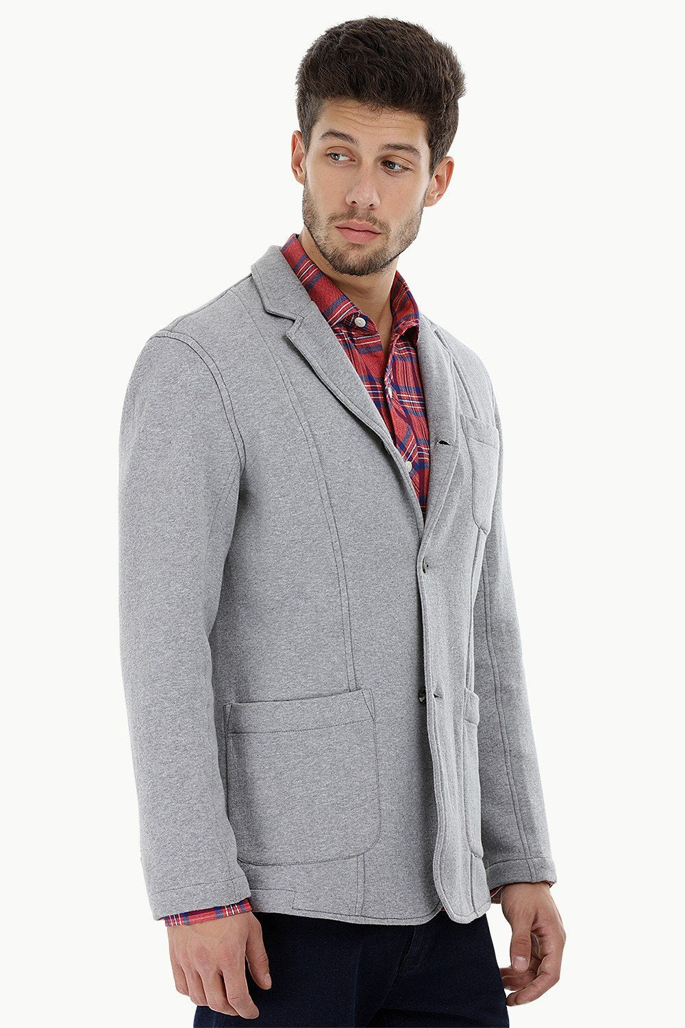 Buy Online Concrete Grey 3 Button Fleece Blazer for Men Online at Zobello