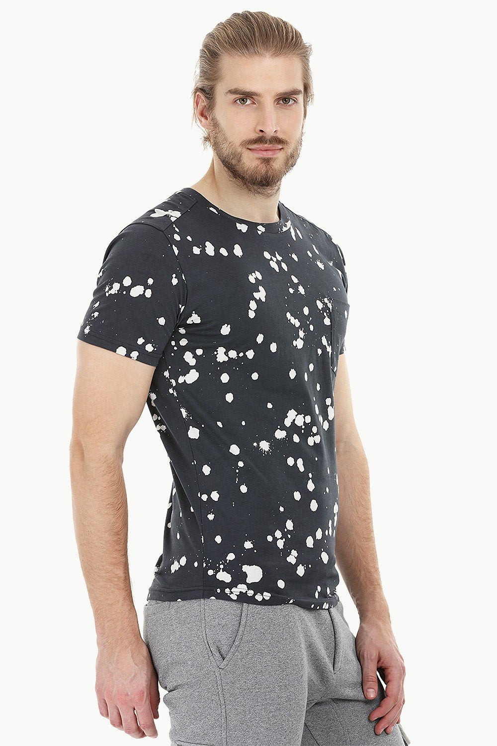 Buy Online Bleach Effect Paint Splatter Tee for Men Online at Zobello