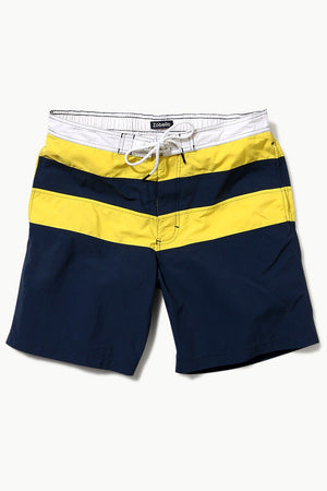 Buy Online Board Striped Swim Shorts in White, Yellow and Navy ...