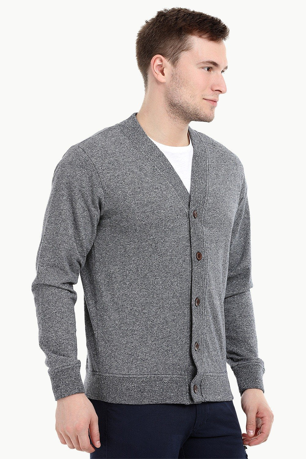 Buy Online Mens Buttoned Steel Grey English Cardigan at Zobello