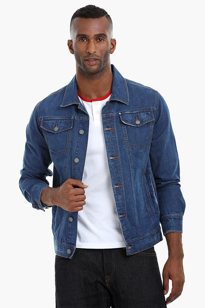 Buy Online Denim Blue Contemporary Cowboy Denim Jacket for Men Online ...
