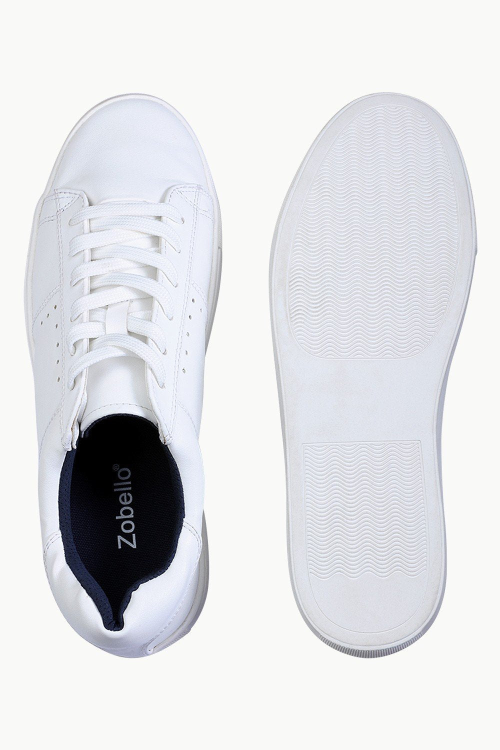Buy Online Solid White Faux Leather Lace Up Plimsolls for Men Online ...