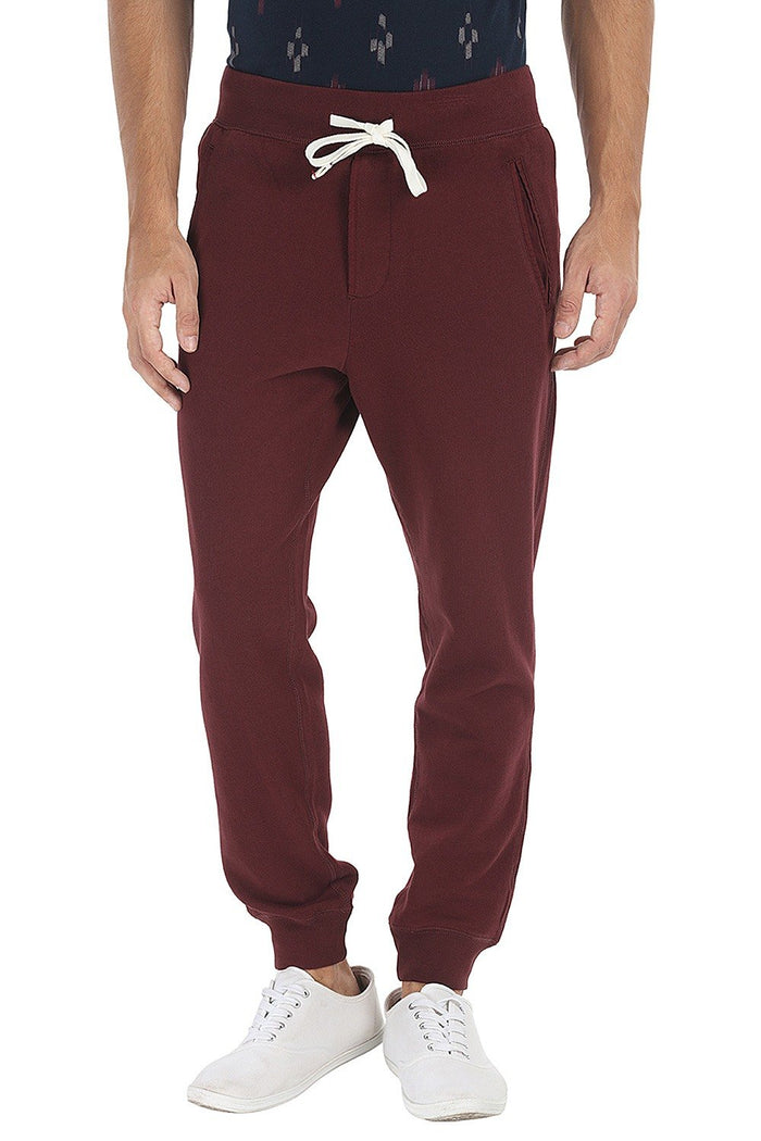 Buy Online Wine Fleece Relaxed Fit Cuff Jogger Sweatpants for Men – Zobello