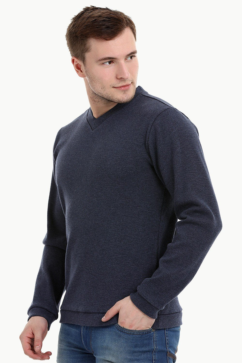Buy Online Men's Knit Navy V-Neck Sweatshirt Online @ Zobello