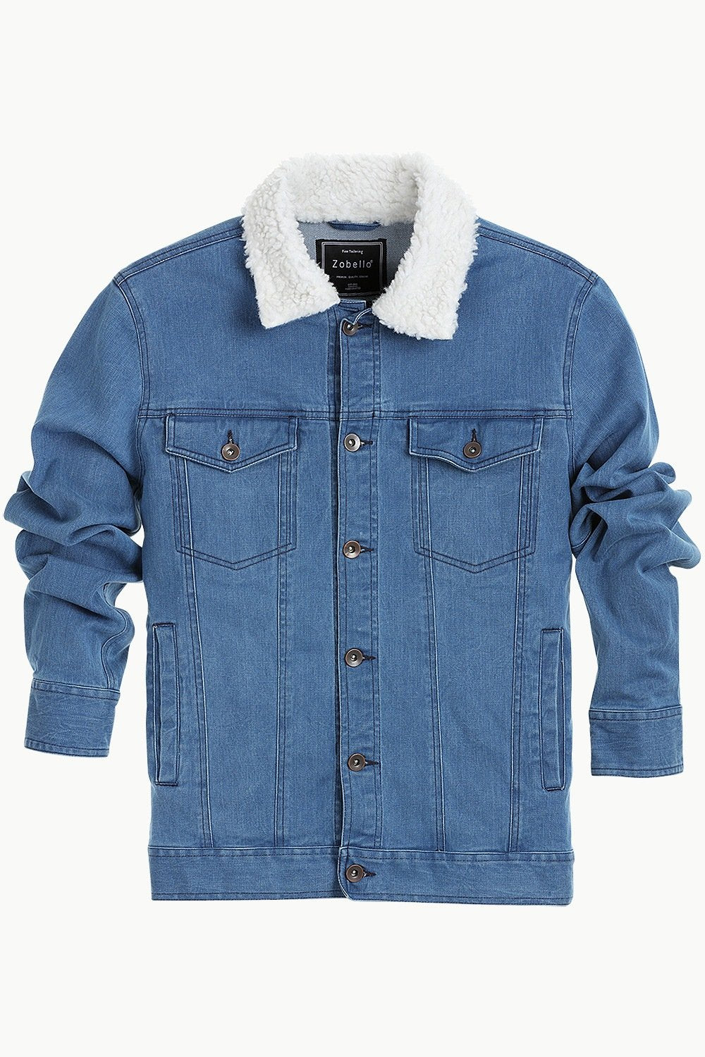 Sherpa Collar Indigo Denim Jacket Zobello 