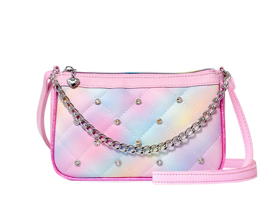 Gwen's Girls' Pastel Bubble Gum Rainbow Quilted Bling Handbag – Aura In Pink