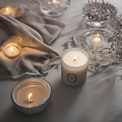 candlelight, scented candle, white glass