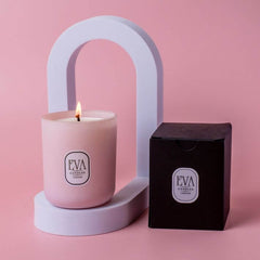 Premium UK scented candle in pink glass, 2023