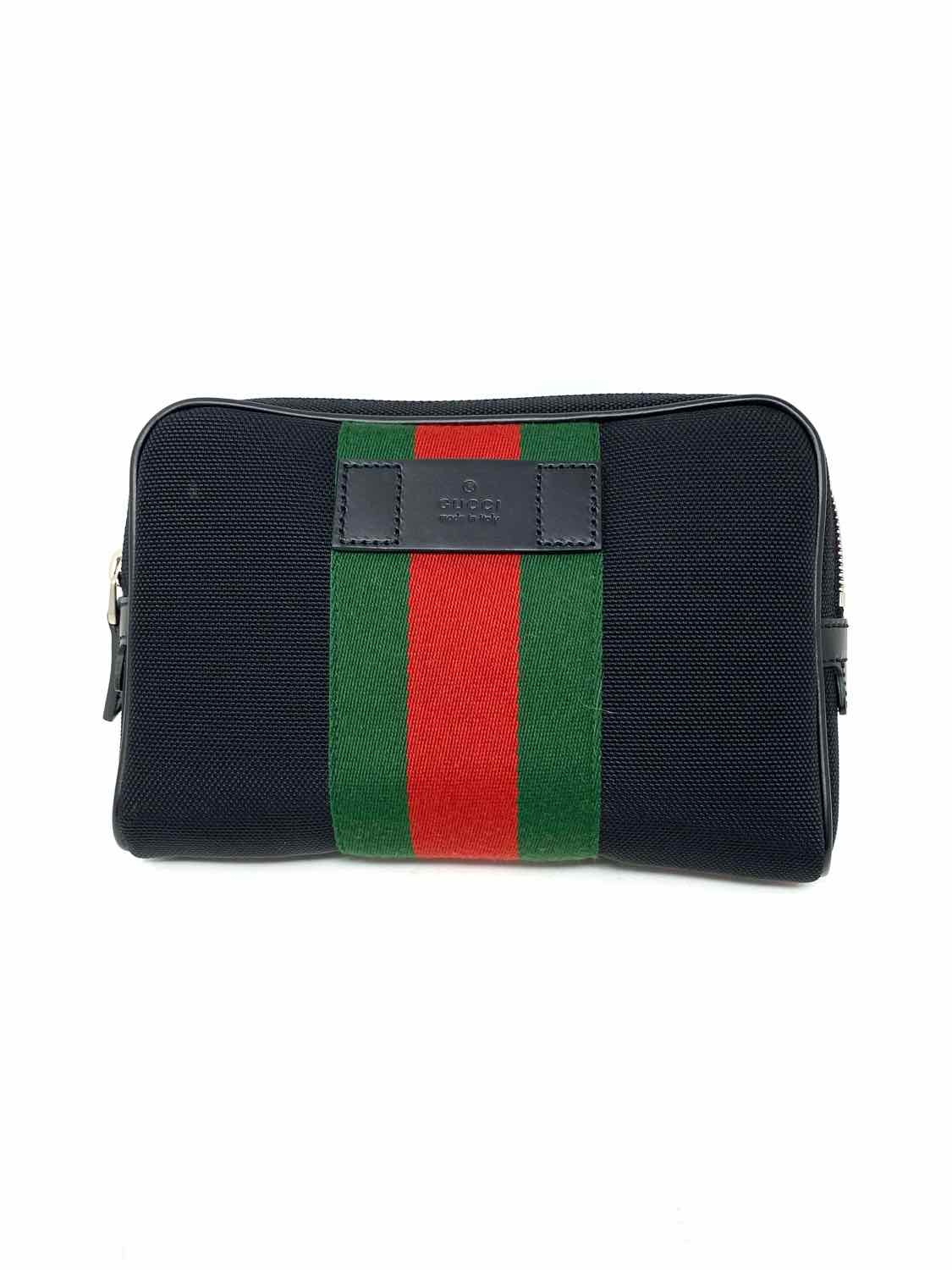 Gucci Belt Bag Green Red Web Nylon Black Waist Bag