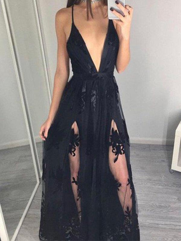 Black Lace Prom Dress