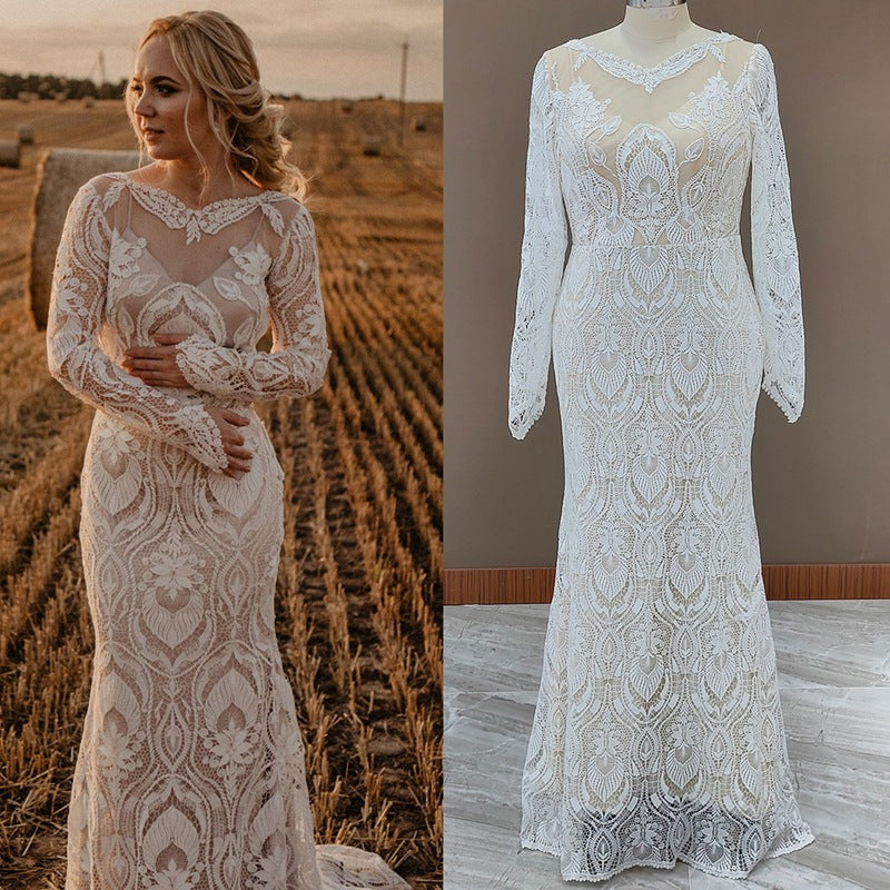 Long Sleeve Lace Wedding Dresse Mermaid Custom Wedding Dress DR012 ...