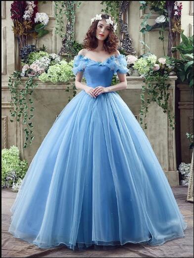Anstændig pasta jungle Ball Gown Plus Size Prom Dresses,Princess,Vintage Blue Cinderella Dres –  OrtDress
