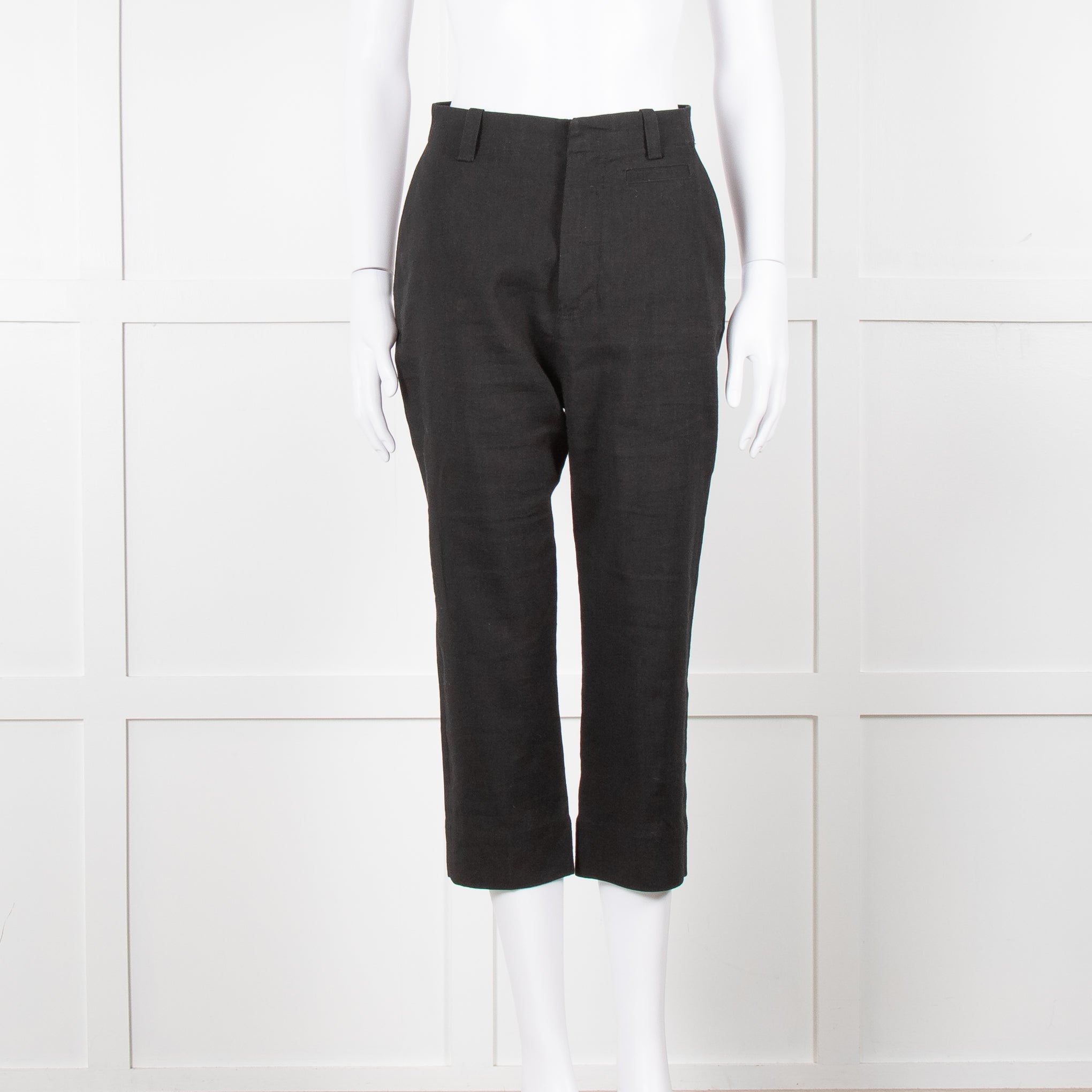 image of Jacquemus Black Linen High Waist Trousers