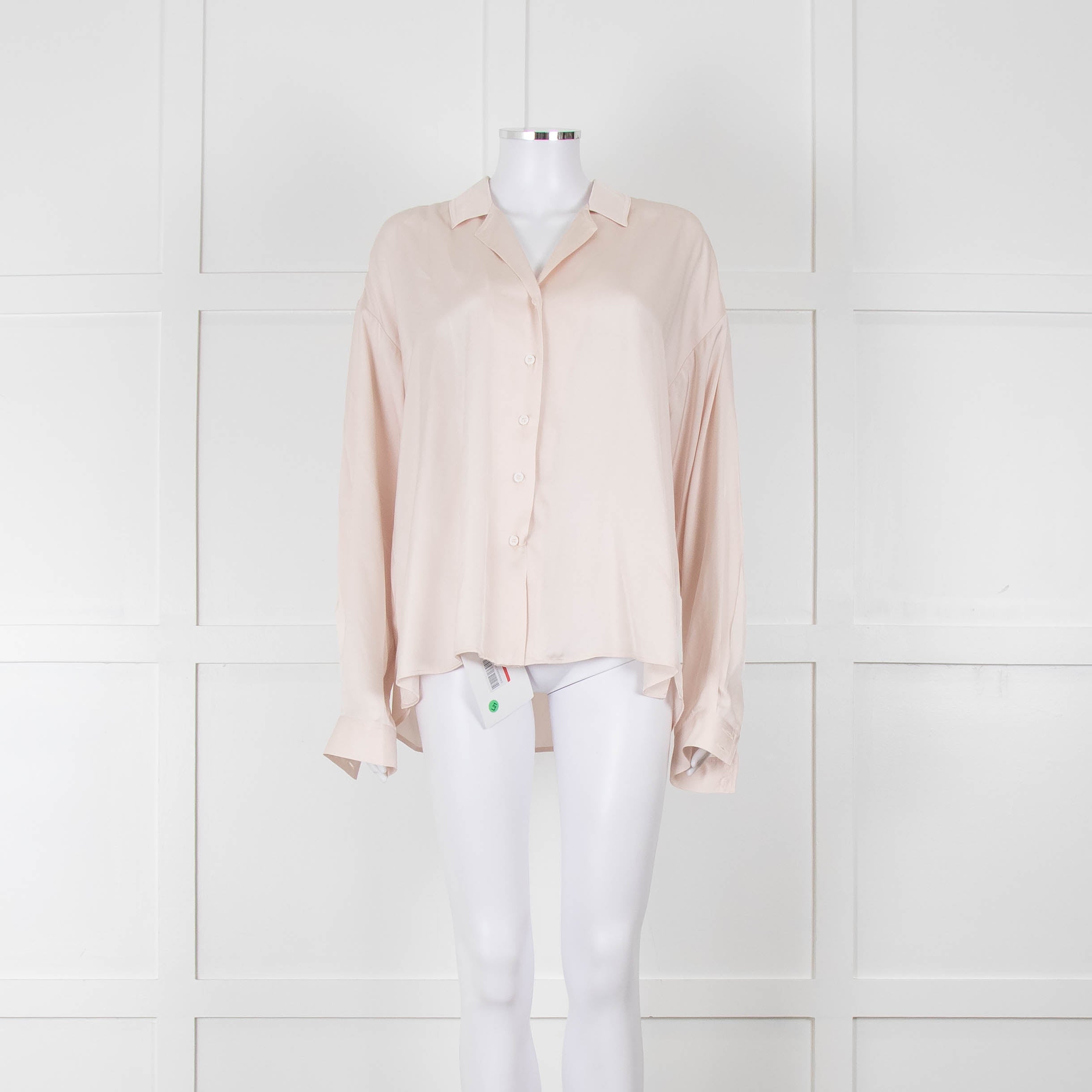 image of Iris & Ink Cream Satin Over Sized Pyjama Style Shirt