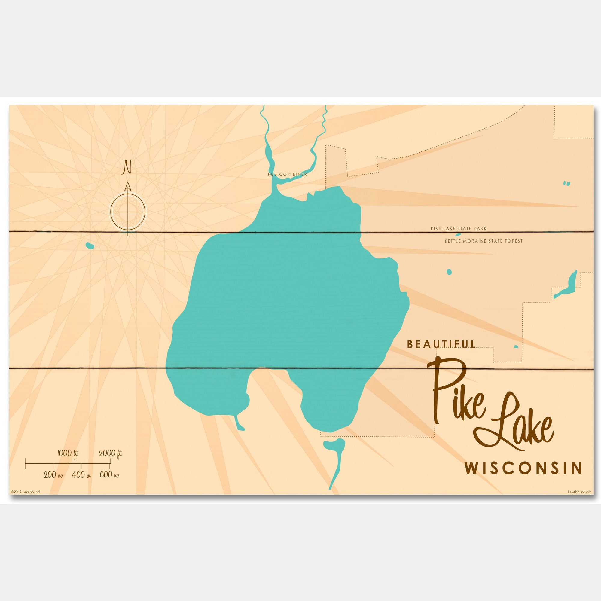 Pike Lake , Wood Sign Map Art Lakebound®