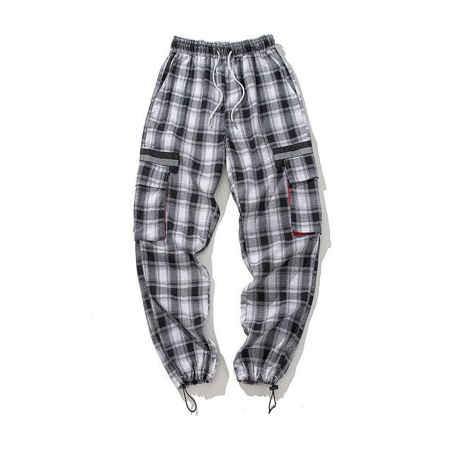 black and white plaid joggers