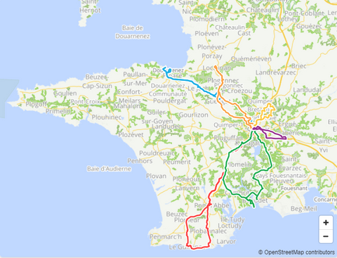 Cycle Map Quimper, Brittany, France