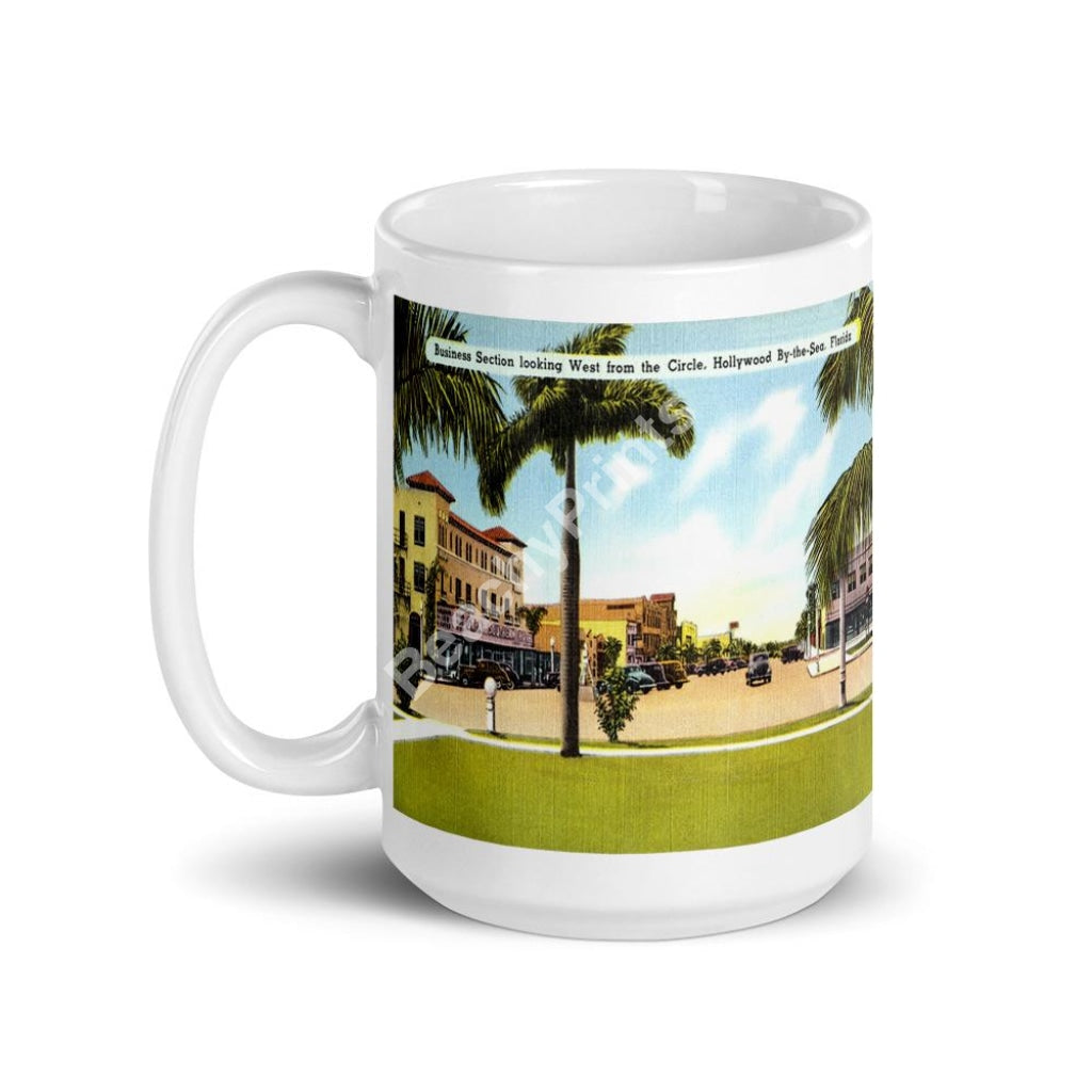 Business Section Looking West From The Circle Hollywood By Sea Florida Coffee Mug Vintage Retro Mugs
