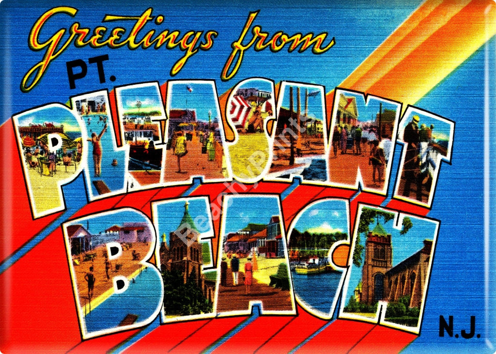 Greetings From Pt. Pleasant Beach New Jersey Refrigerator Magnet Vintage Retro 3.5 X 2.5 Magnets