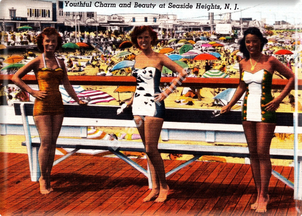 Youth Charm And Beauty At Seaside Heights New Jersey Refrigerator Magnet Vintage Retro 3 X 2 Magnets