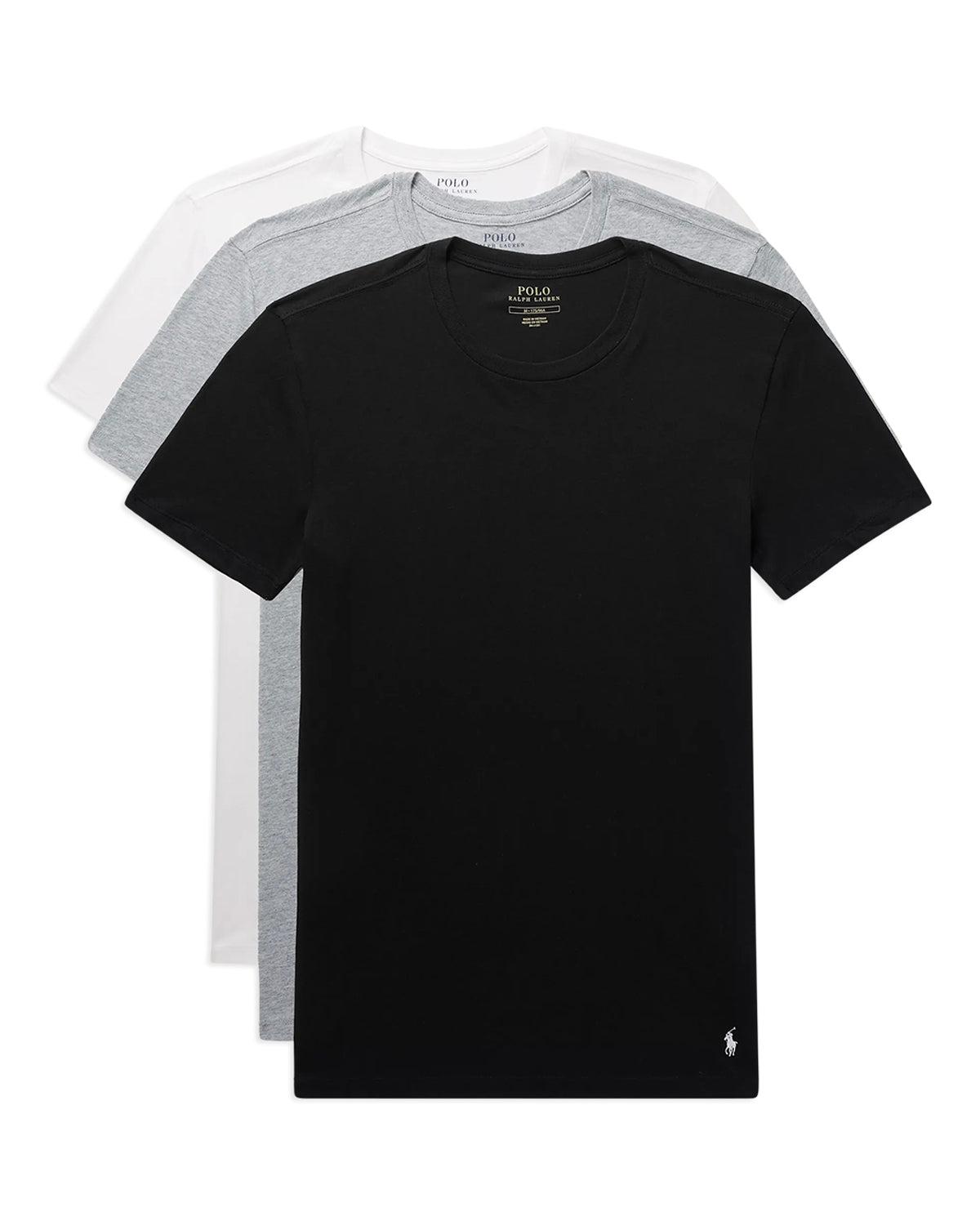 RALPH LAUREN MENS 3 PACK T-SHIRTS WHITE BLACK HEATHER GREY – Designer  Outlet Sales