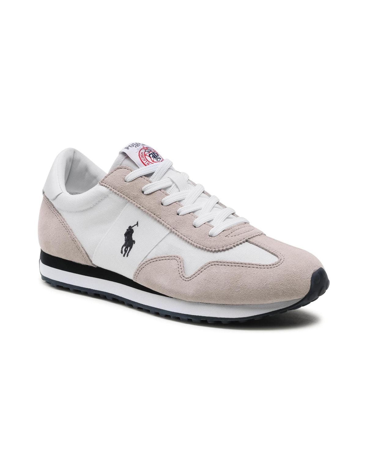 RALPH LAUREN MENS TRAIN 85 TRAINERS WHITE NAVY – Designer Outlet Sales