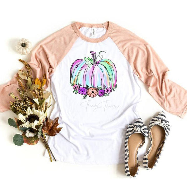Download Pastel Watercolor Floral Pumpkin Sublimation Transfer Trendy Transfers