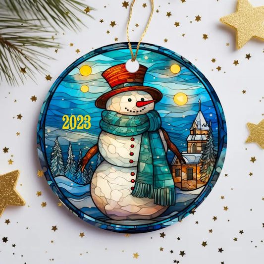 Winter Wonderland Snowman Clear Acrylic Ornaments with Double-Sided Vibrant  Art Prints - Unique Holiday Decorations Christmas Theme