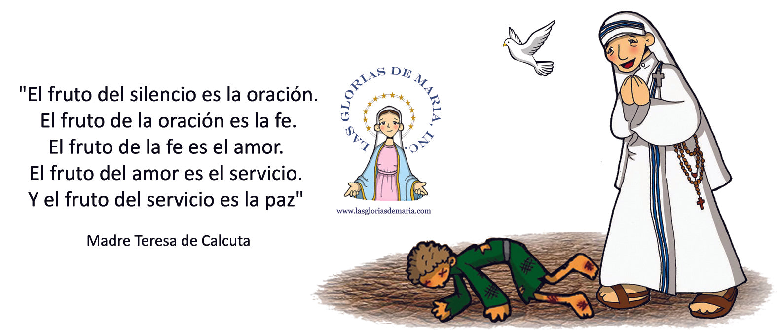 Santa Madre Teresa de Calcuta - Taza de cerámica con frase de la santa –  Las Glorias de Maria