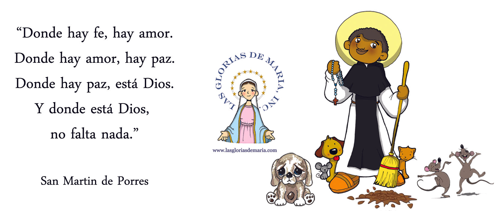 San Martín de Porres, religioso dominico, peruano - Taza de cerámica c –  Las Glorias de Maria