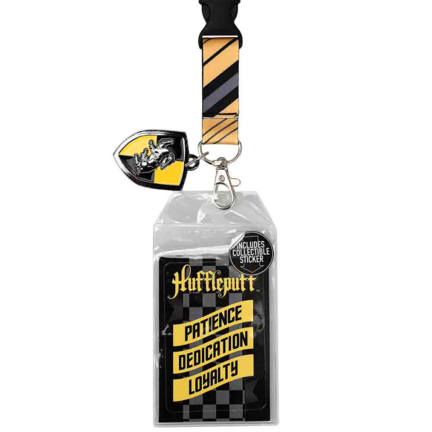 Harry Potter Hufflepuff Traits Lanyard with ID Badge Holder & Metal Charm -  Circle Red