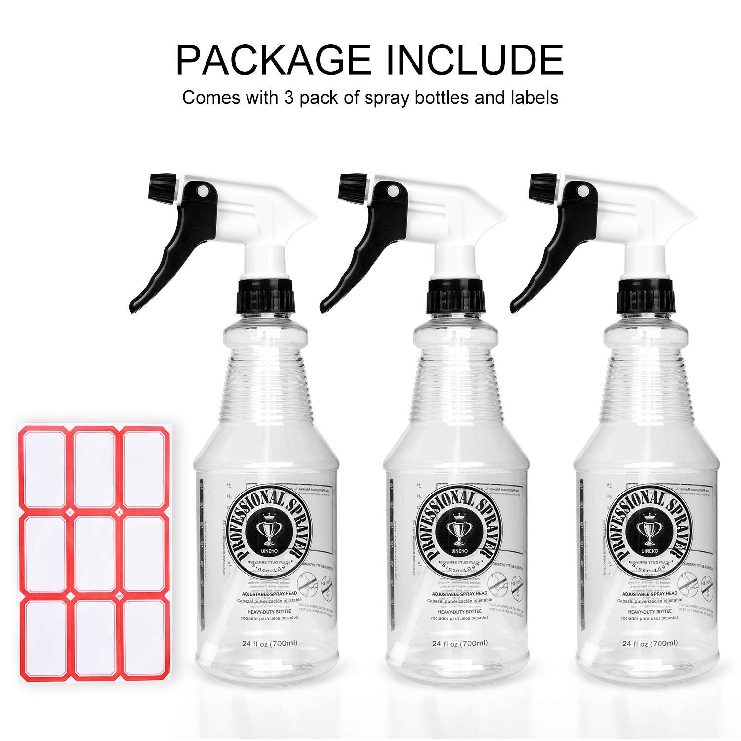 Spray Bottle, 12 Pack, 16oz Empty Clear Plastic Spray Bottles, Adjustable  Head Sprayers for Cleaning Solutions, Planting